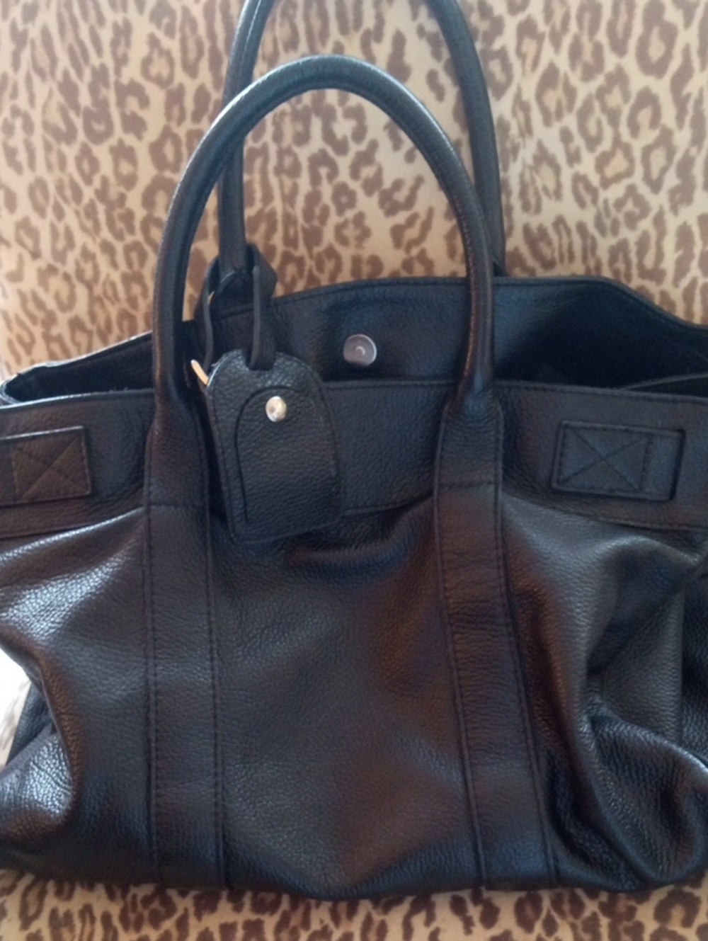 Made In Italy Black Leather Travel Satchel Tote By Claudia Firenze